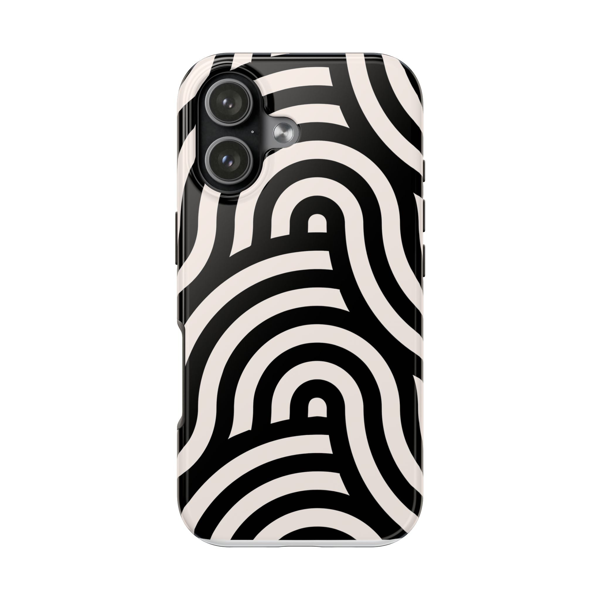 Noir Wave | Black & Cream Retro Curve Phone Case