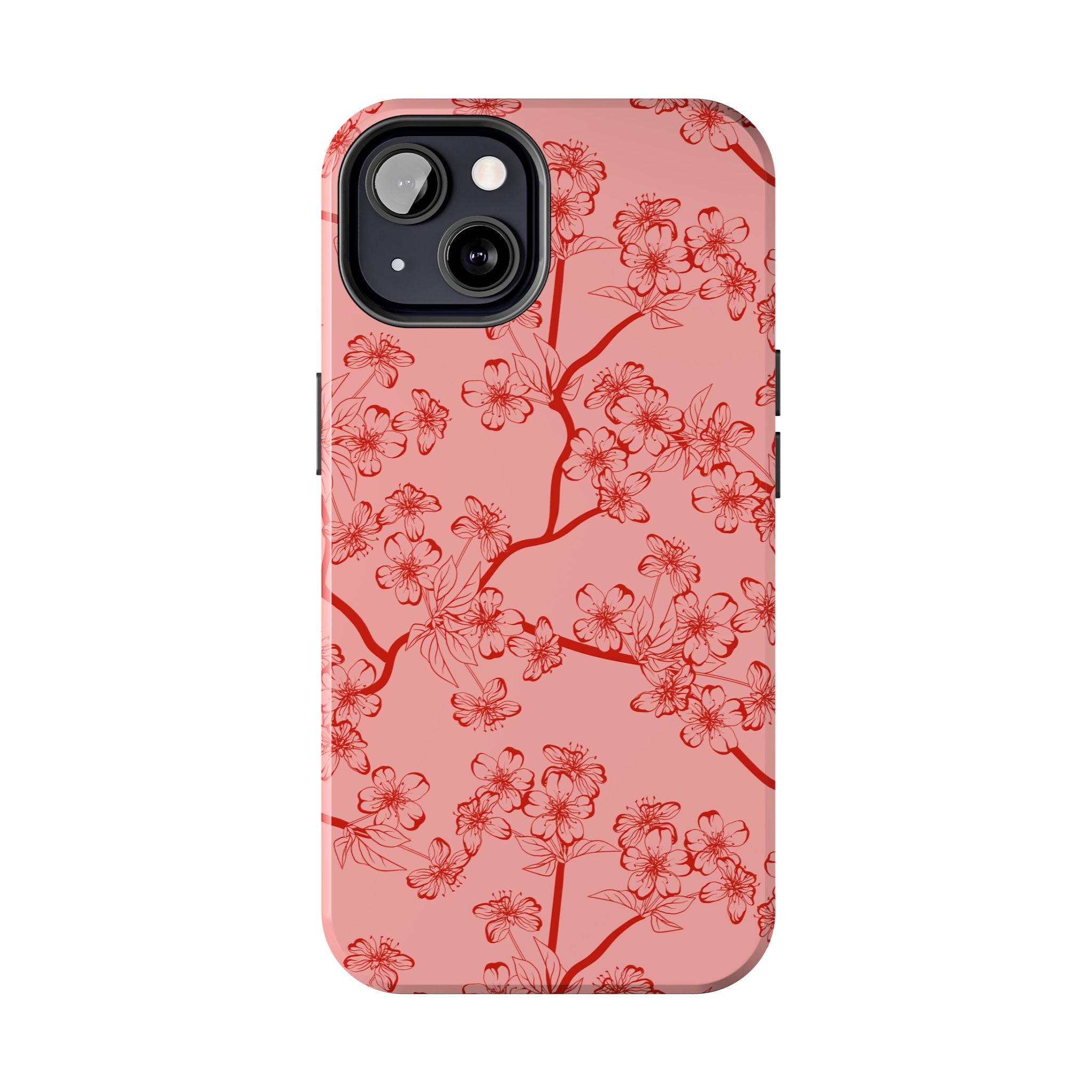 Maroon & Blush Striped Tough Phone Case — Durable Protective iPhone Cover
