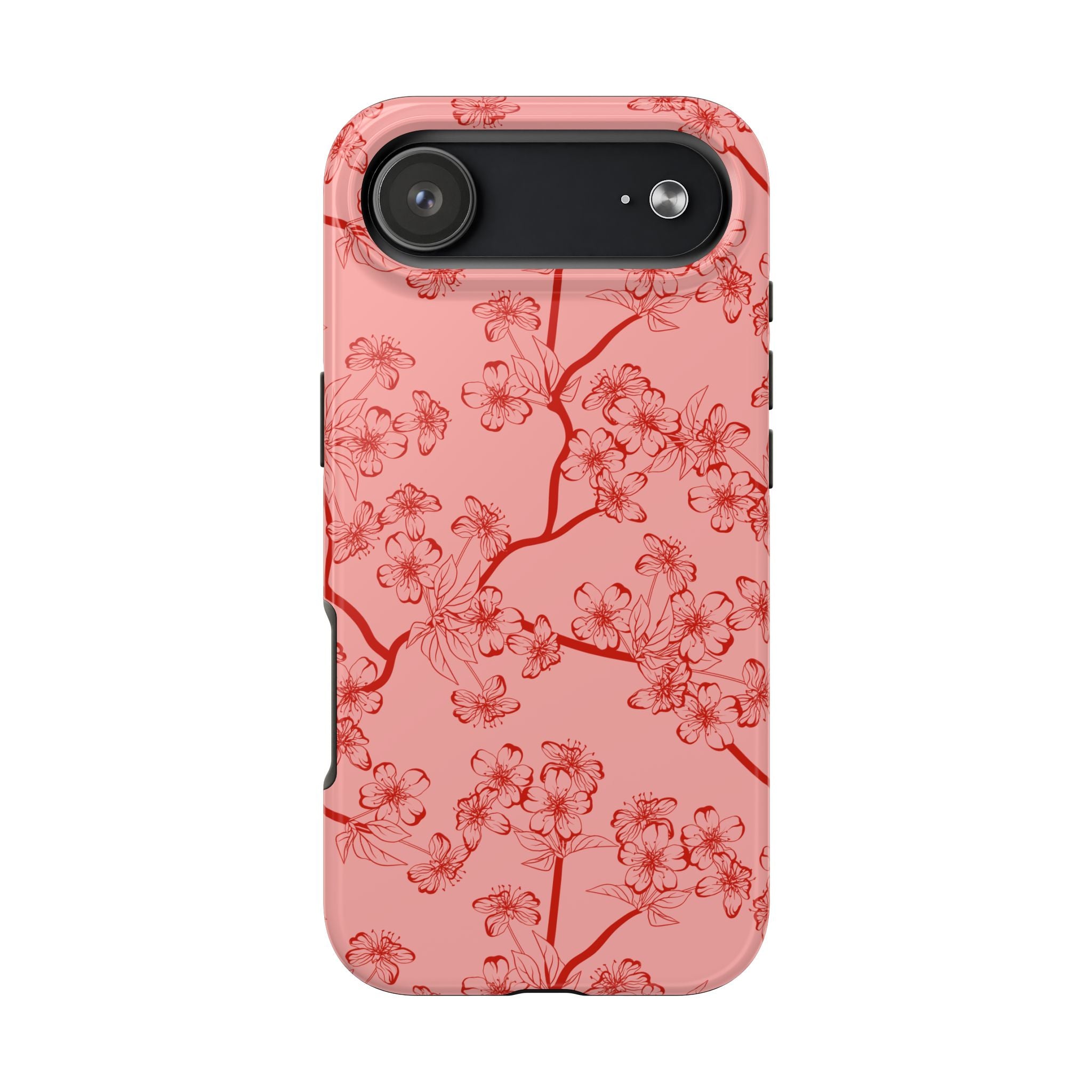 Maroon & Blush Striped Tough Phone Case — Durable Protective iPhone Cover