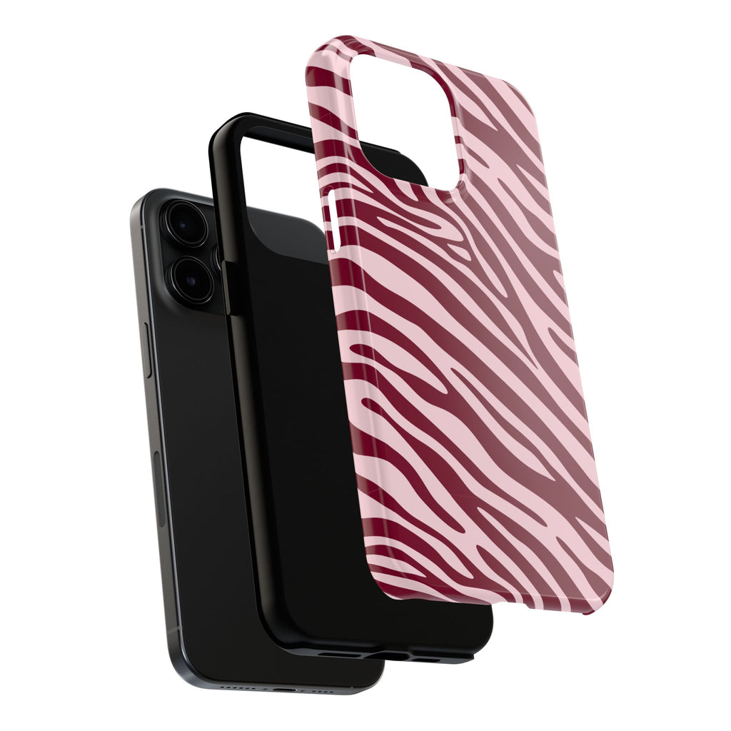 Velvet Zebra | Burgundy Zebra Print Tough Phone Case