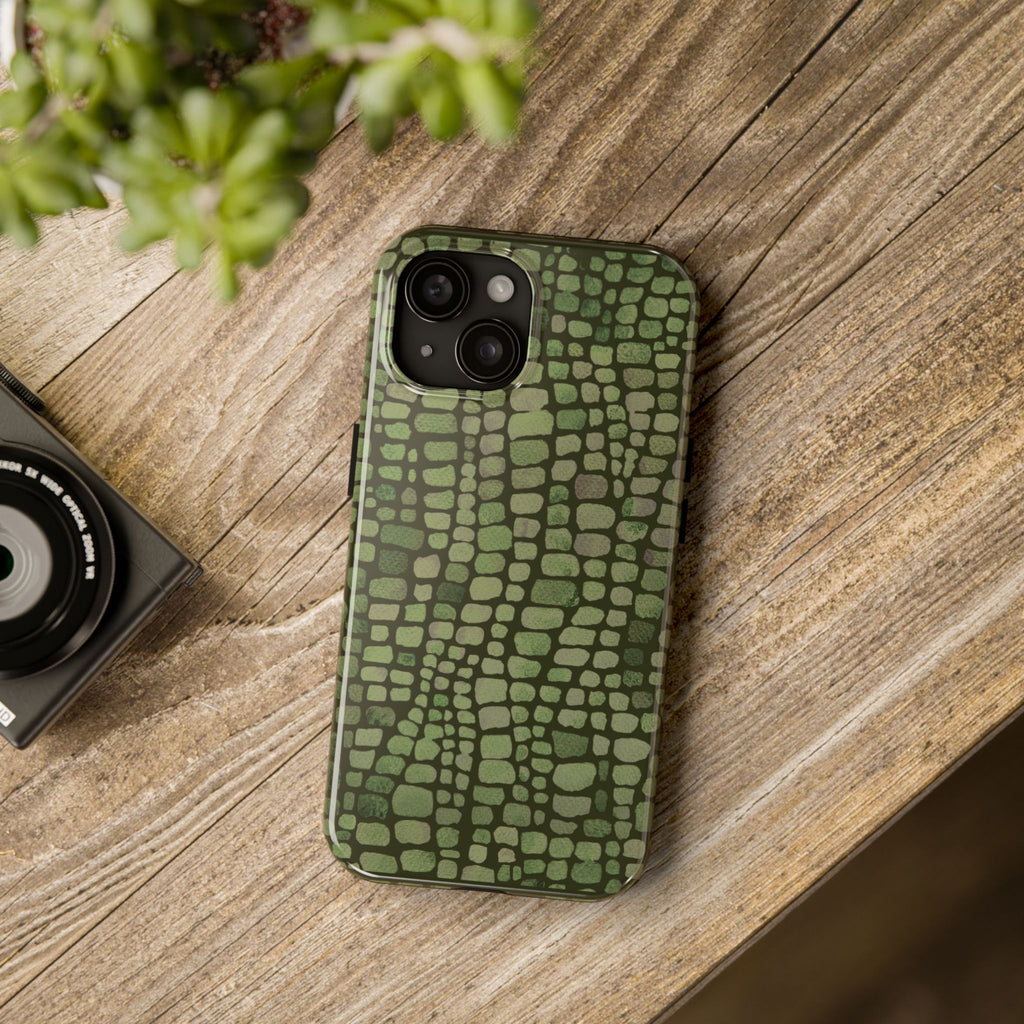 Olive Emboss | Olive & Sage Snakeskin Print Phone Case