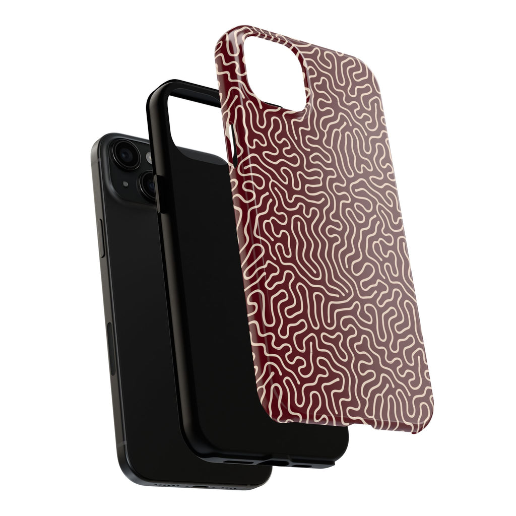 Crimson Reverie | Burgundy Abstract Line Phone Case