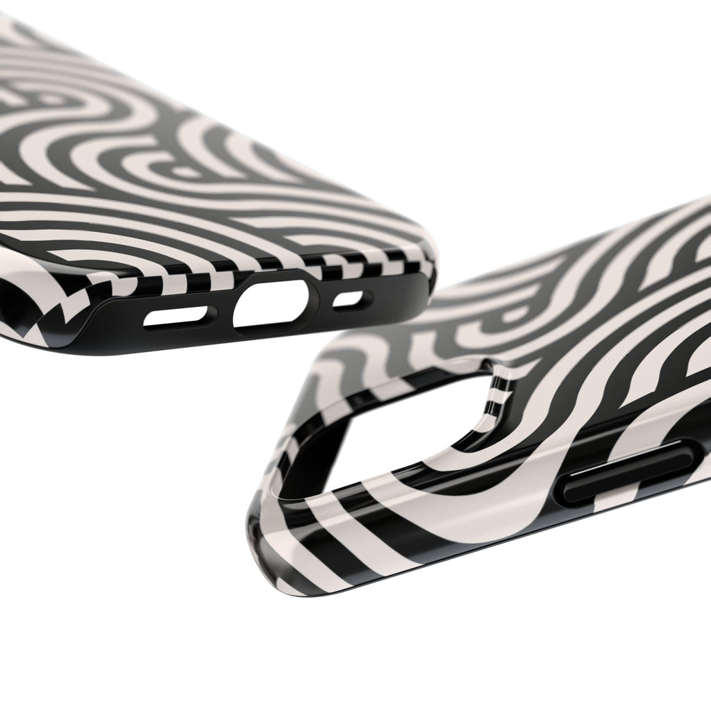 Maroon & Blush Striped Tough Phone Case — Durable Protective iPhone Cover