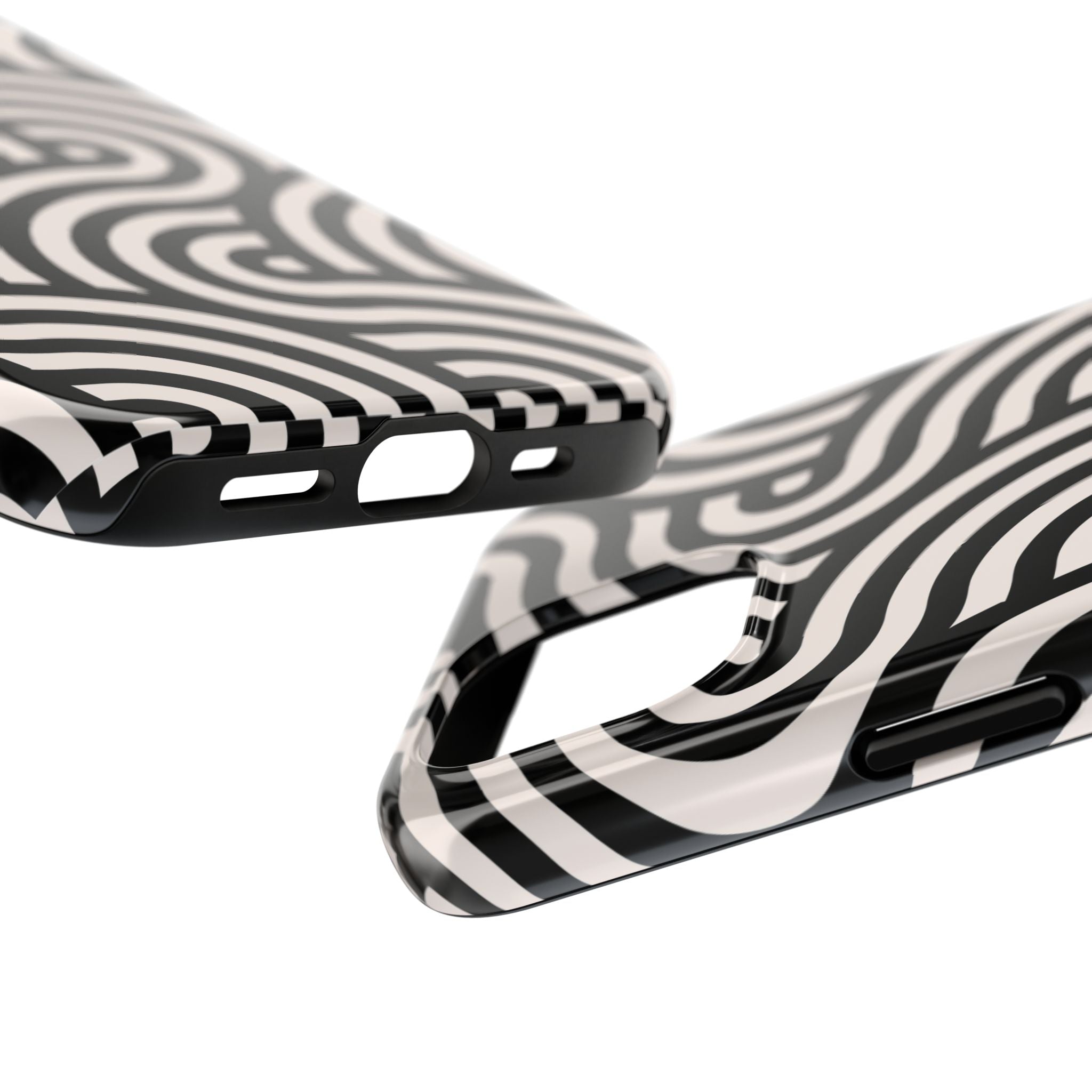 Maroon & Blush Striped Tough Phone Case — Durable Protective iPhone Cover