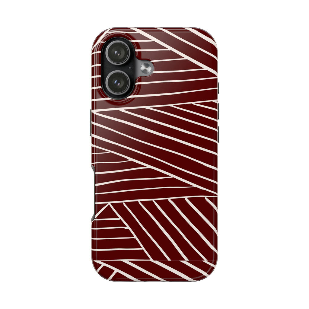 Crimson Form | Burgundy Abstract Stripe Phone Case