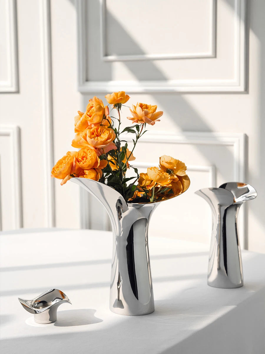 Nordic Stainless Steel Vase – Collection Exclusive | Subtle Sculpted Ambience For Gifting