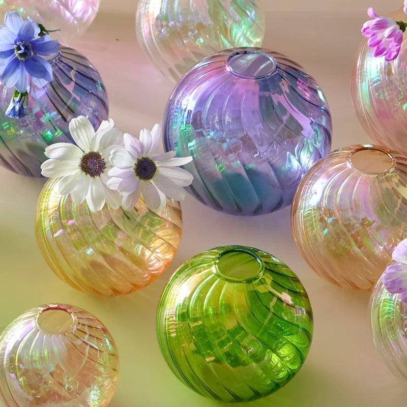 Iridescent Crystal Glass Ball Vase – Crystal Glass | A Luminous Centerpiece For Gifting